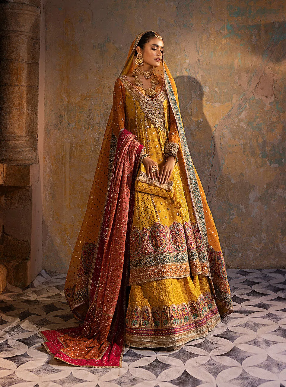 Pakistani Wedding Dress Yellow Lehenga Pishwas for Pakistani Bridal