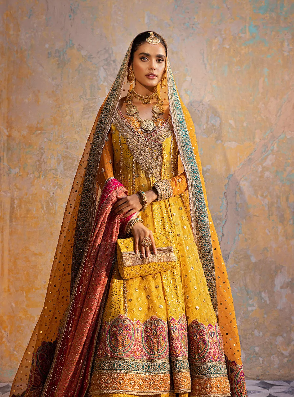 Pakistani Wedding Dress Yellow Lehenga Pishwas for Pakistani Bridal