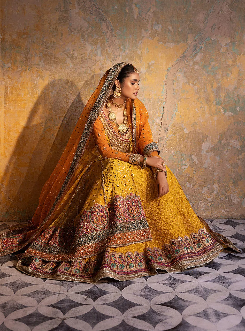 Pakistani Wedding Dress Yellow Lehenga Pishwas for Pakistani Bridal