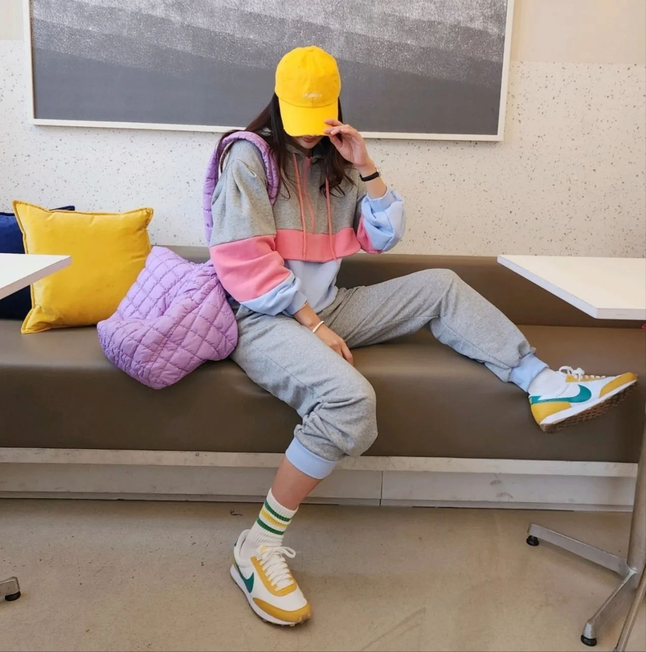 Pastel Color block Hoodie & jogger Set