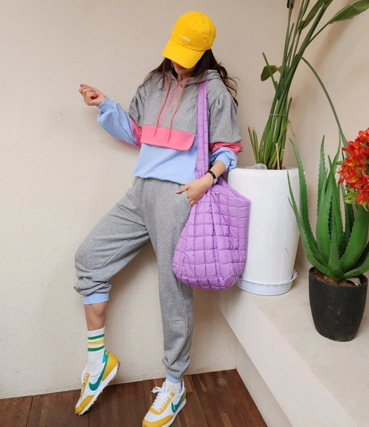 Pastel Color block Hoodie & jogger Set