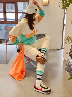 Pastel Color block Hoodie & jogger Set
