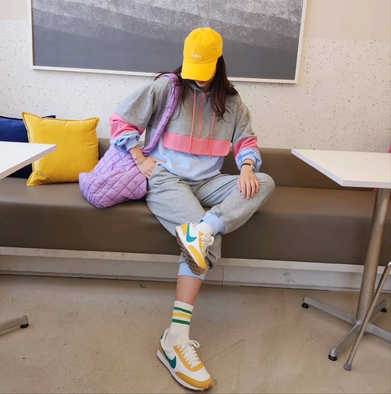 Pastel Color block Hoodie & jogger Set