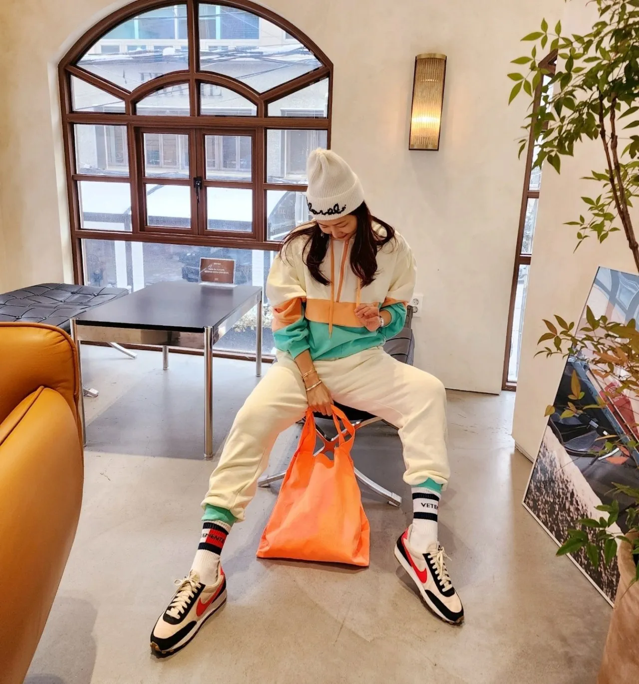 Pastel Color block Hoodie & jogger Set
