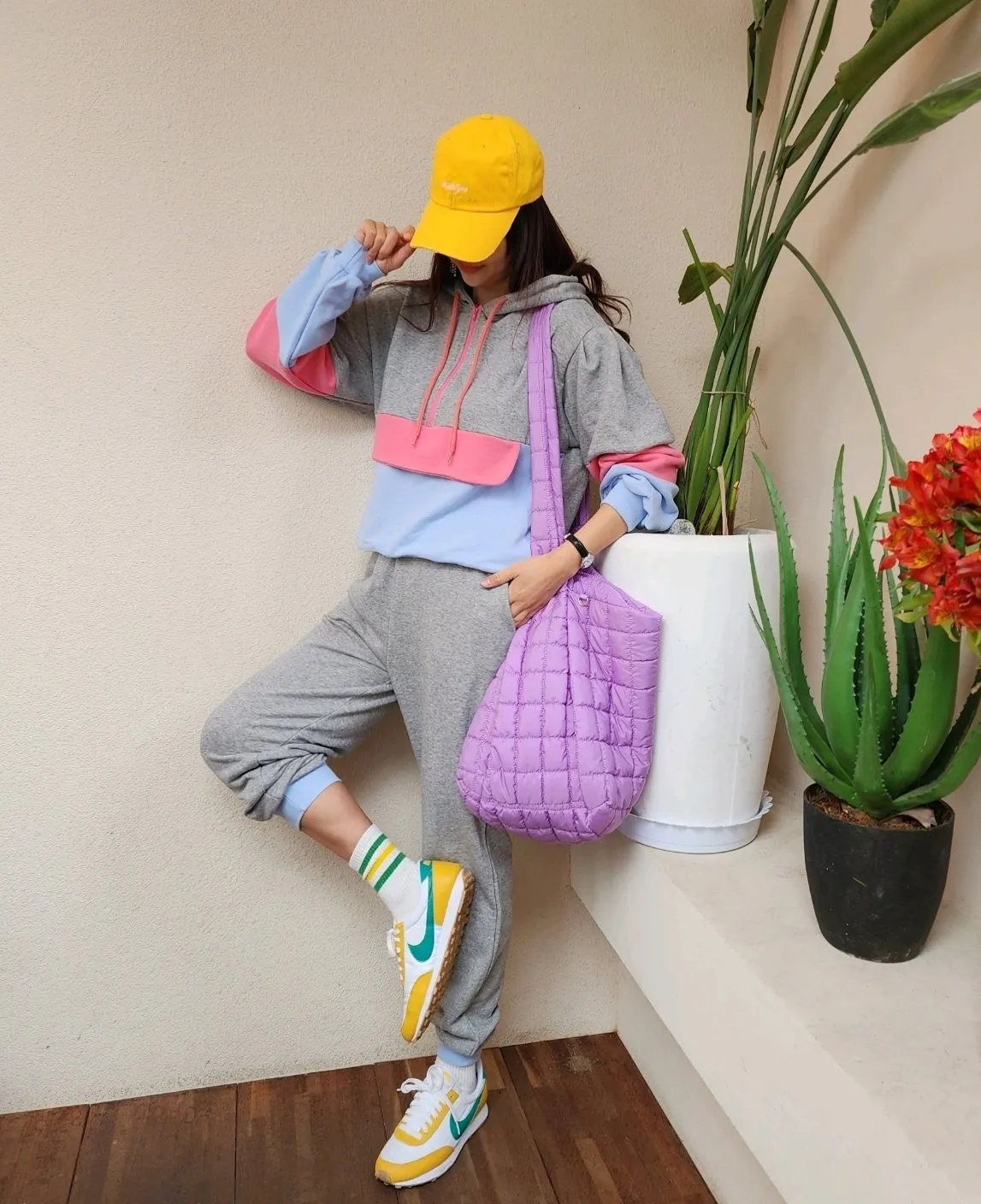 Pastel Color block Hoodie & jogger Set