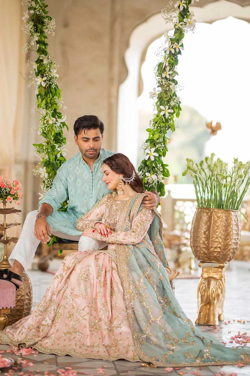 Peach Pink Sharara Shirt Bridal Pakistani Wedding Dresses