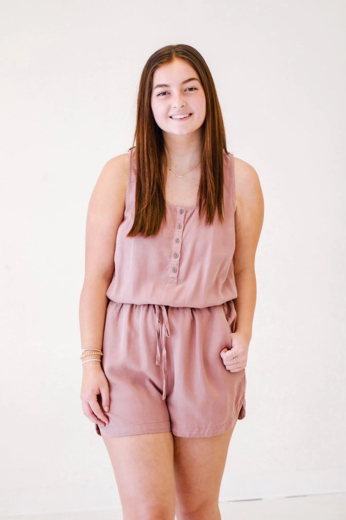 Playful Promenade Scoop Neck Romper in Creamy Marsala