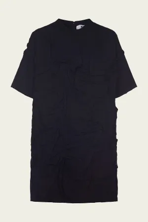 Pleated T-Shirt Dress in Black