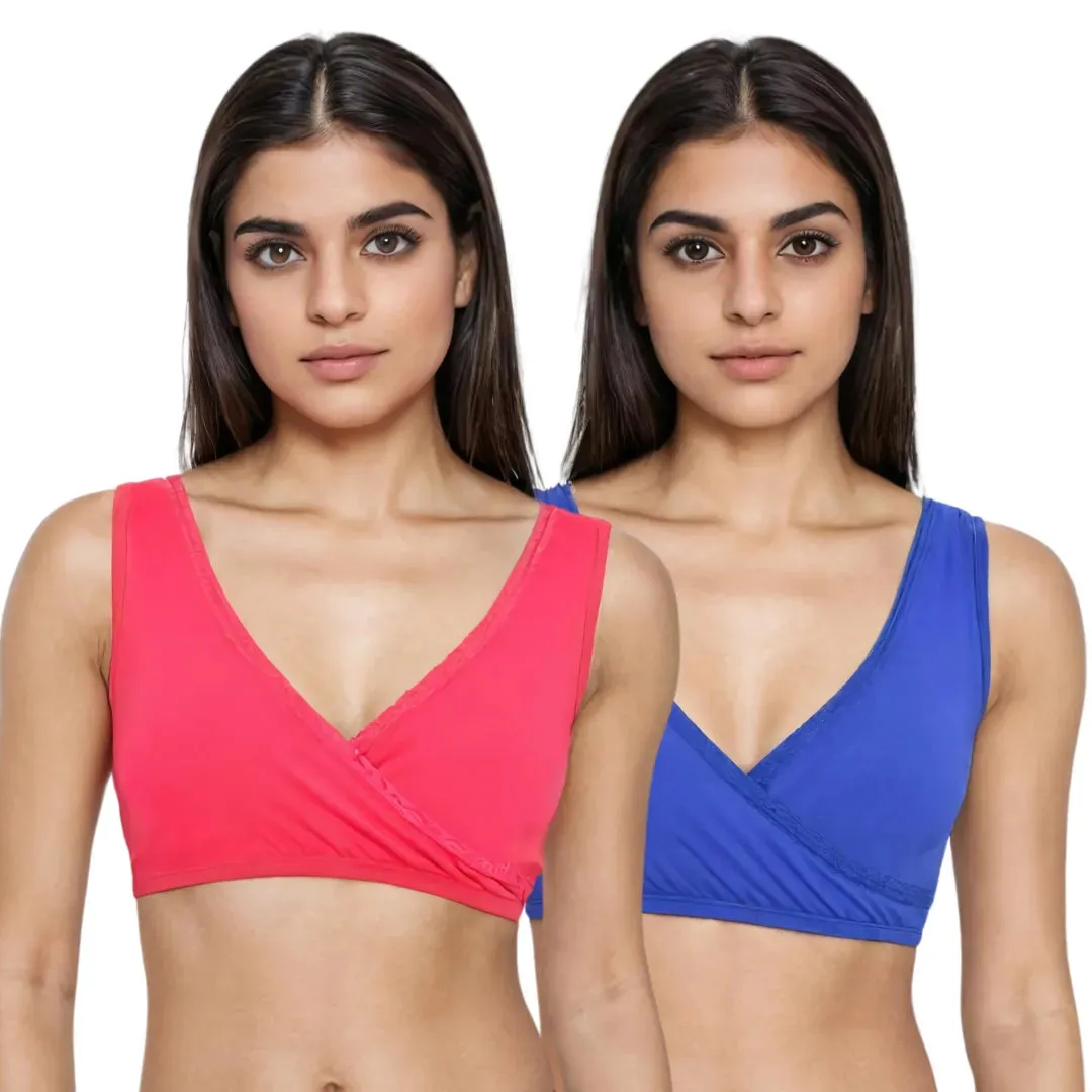 Plunge Bra | Cross Over Neckline | Non Wired Bra | U Back | Pack Of 2