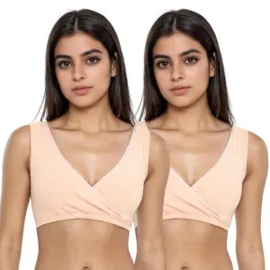 Plunge Bra | Cross Over Neckline | Non Wired Bra | U Back | Pack Of 2