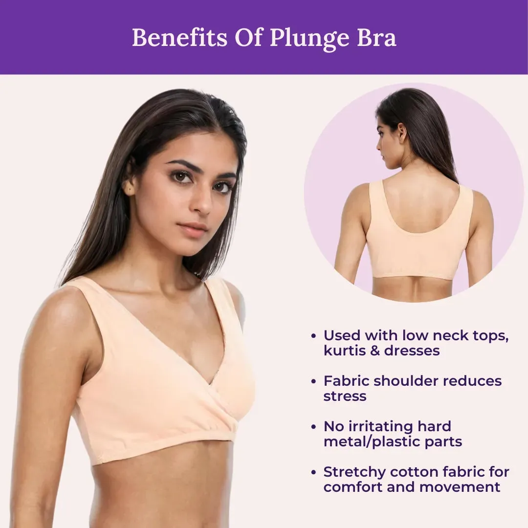 Plunge Bra | Cross Over Neckline | Non Wired Bra | U Back | Pack Of 2
