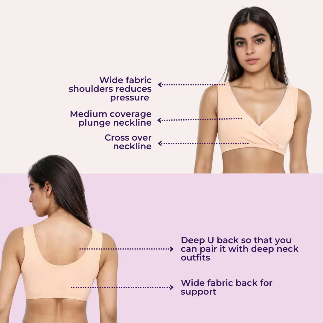 Plunge Bra | Cross Over Neckline | Non Wired Bra | U Back | Pack Of 2