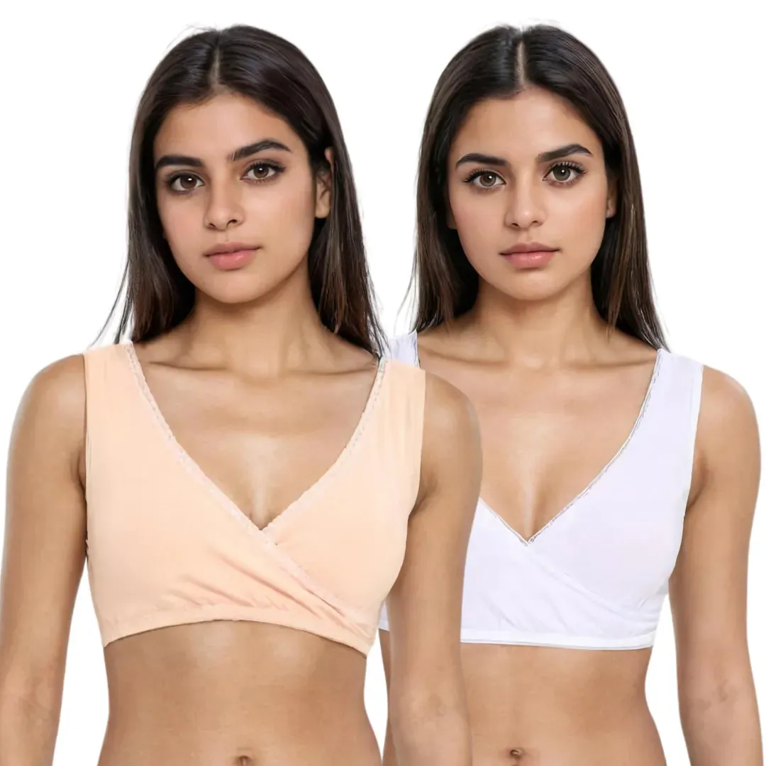 Plunge Bra | Cross Over Neckline | Non Wired Bra | U Back | Pack Of 2