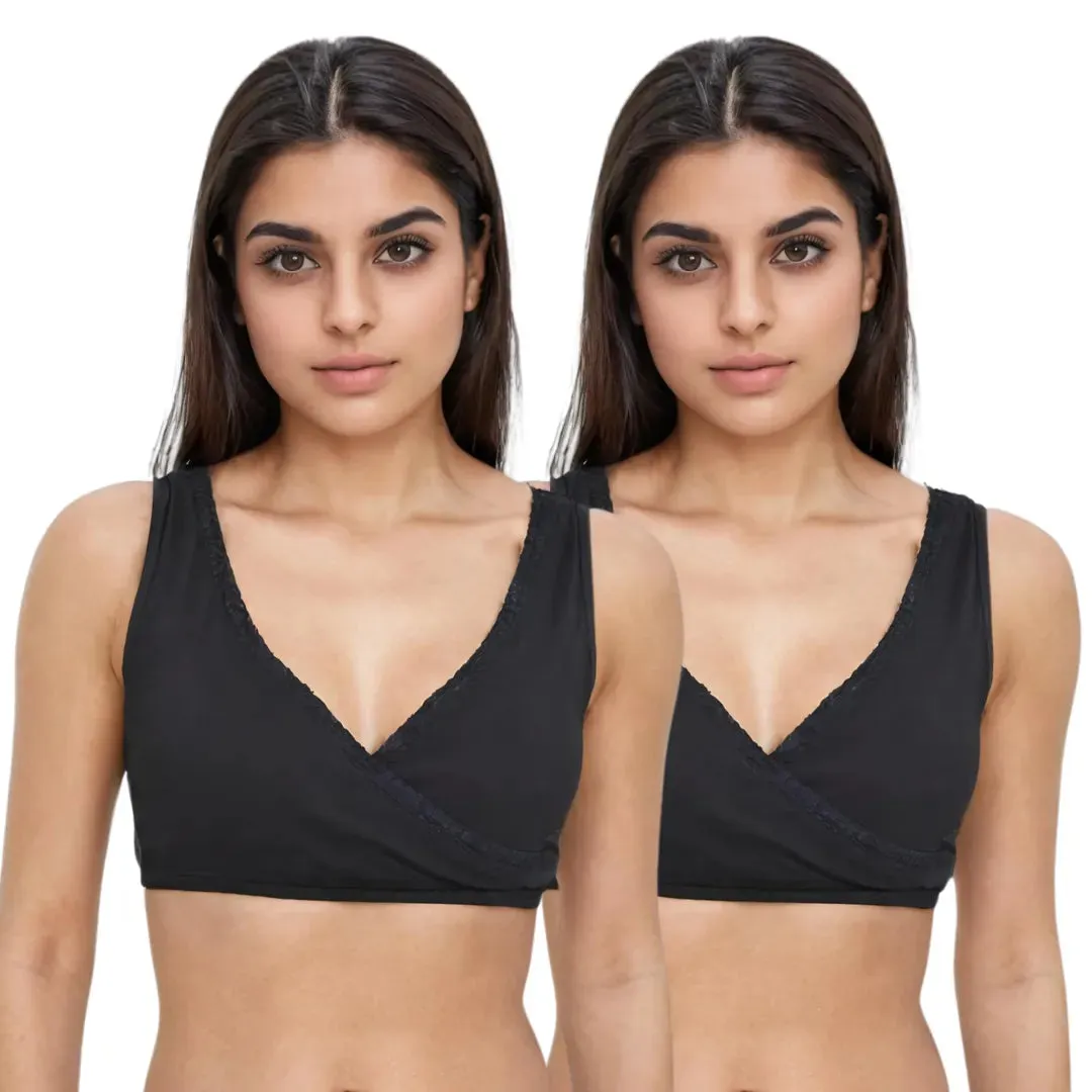 Plunge Bra | Cross Over Neckline | Non Wired Bra | U Back | Pack Of 2