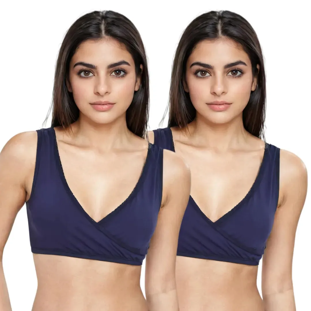 Plunge Bra | Cross Over Neckline | Non Wired Bra | U Back | Pack Of 2
