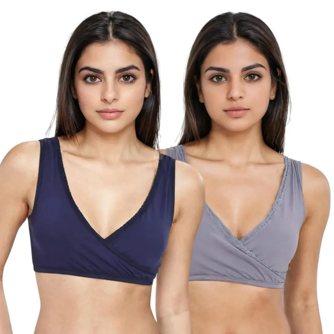 Plunge Bra | Cross Over Neckline | Non Wired Bra | U Back | Pack Of 2