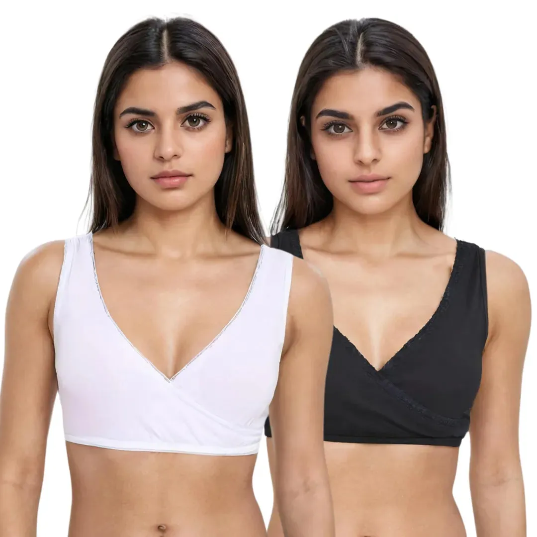 Plunge Bra | Cross Over Neckline | Non Wired Bra | U Back | Pack Of 2