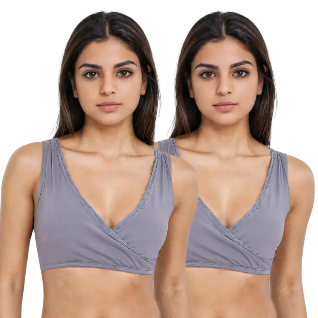 Plunge Bra | Cross Over Neckline | Non Wired Bra | U Back | Pack Of 2