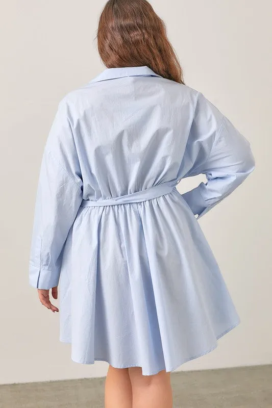 PLUS Poplin Waist Tie Shirt Dress