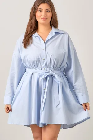 PLUS Poplin Waist Tie Shirt Dress