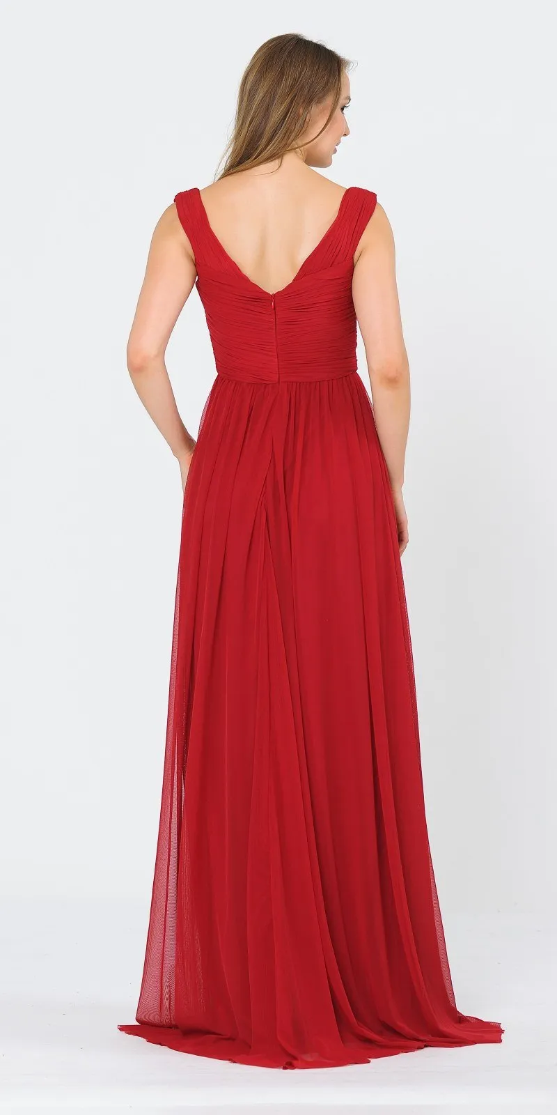 Poly USA 8398 Off-Shoulder Ruched Bodice Long Dress
