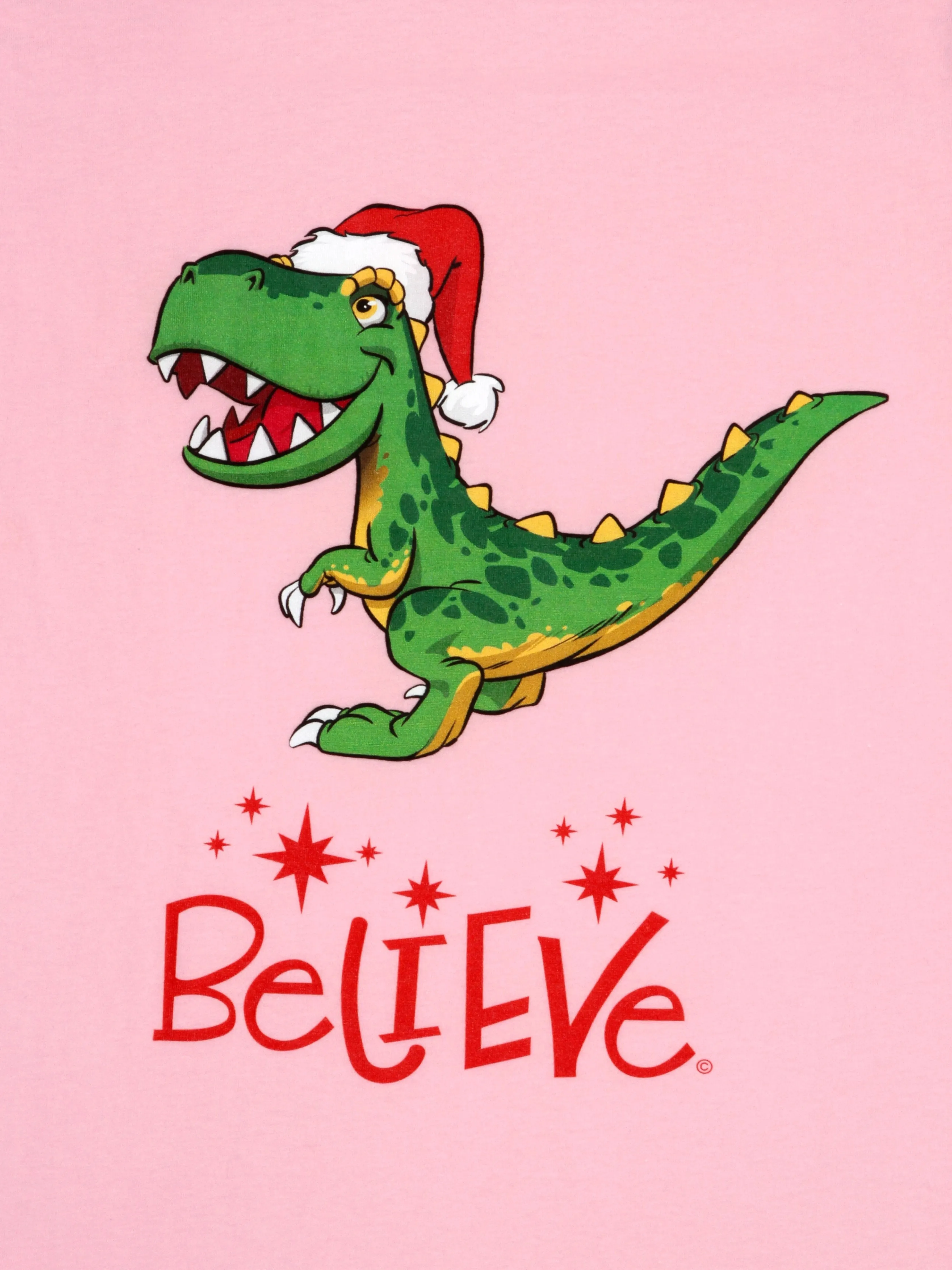 Positive Message Short Sleeve T-Shirt Adult | 100% Cotton | Christmas T-Rex Believe