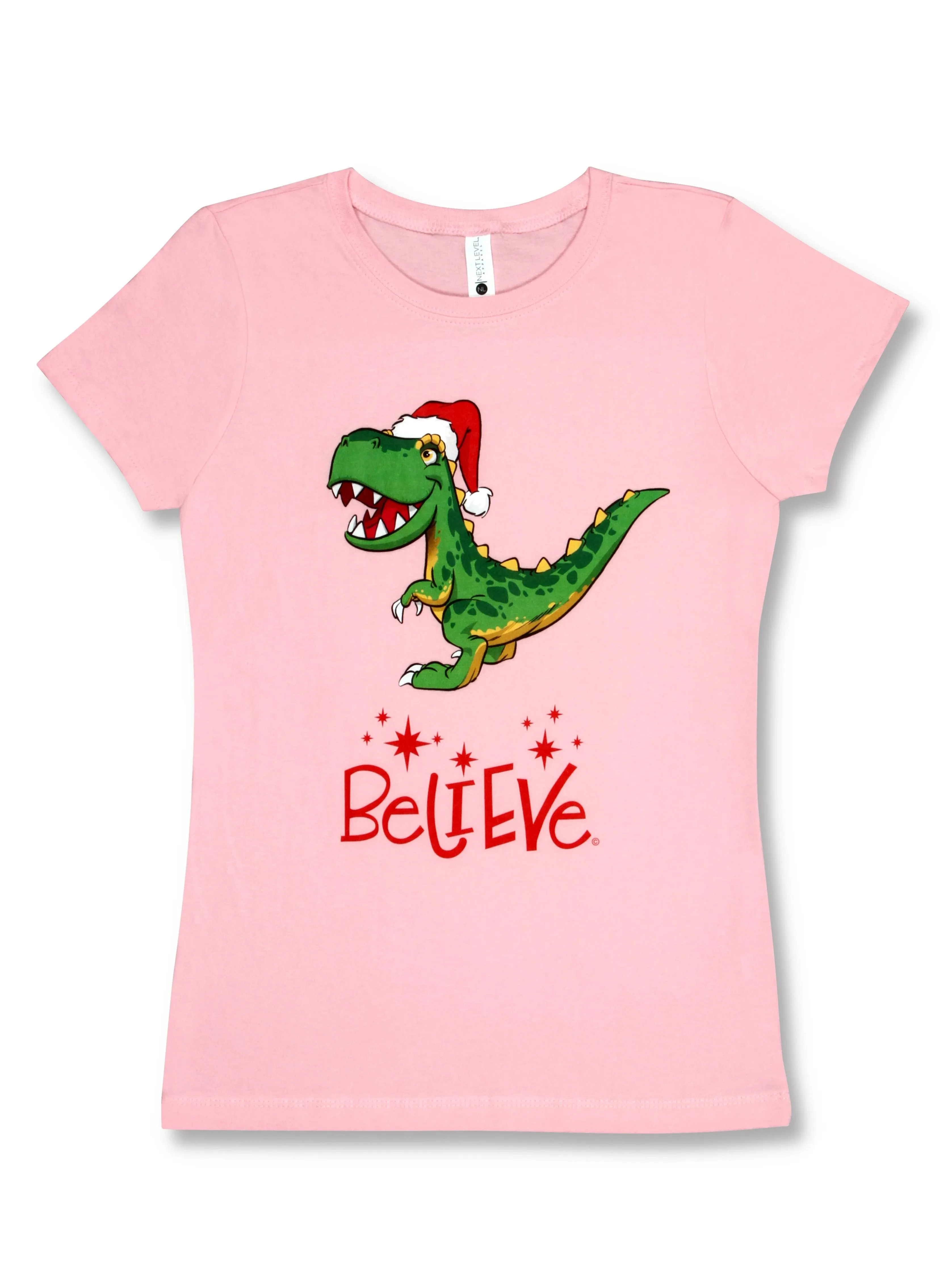 Positive Message Short Sleeve T-Shirt Child | 100% Cotton | Christmas T-Rex Believe