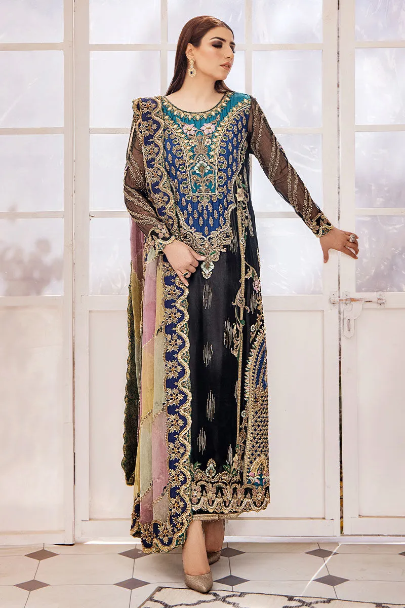 Premium Hand Embellished Pakistani Bridal Dress in Black Long Shirt Style