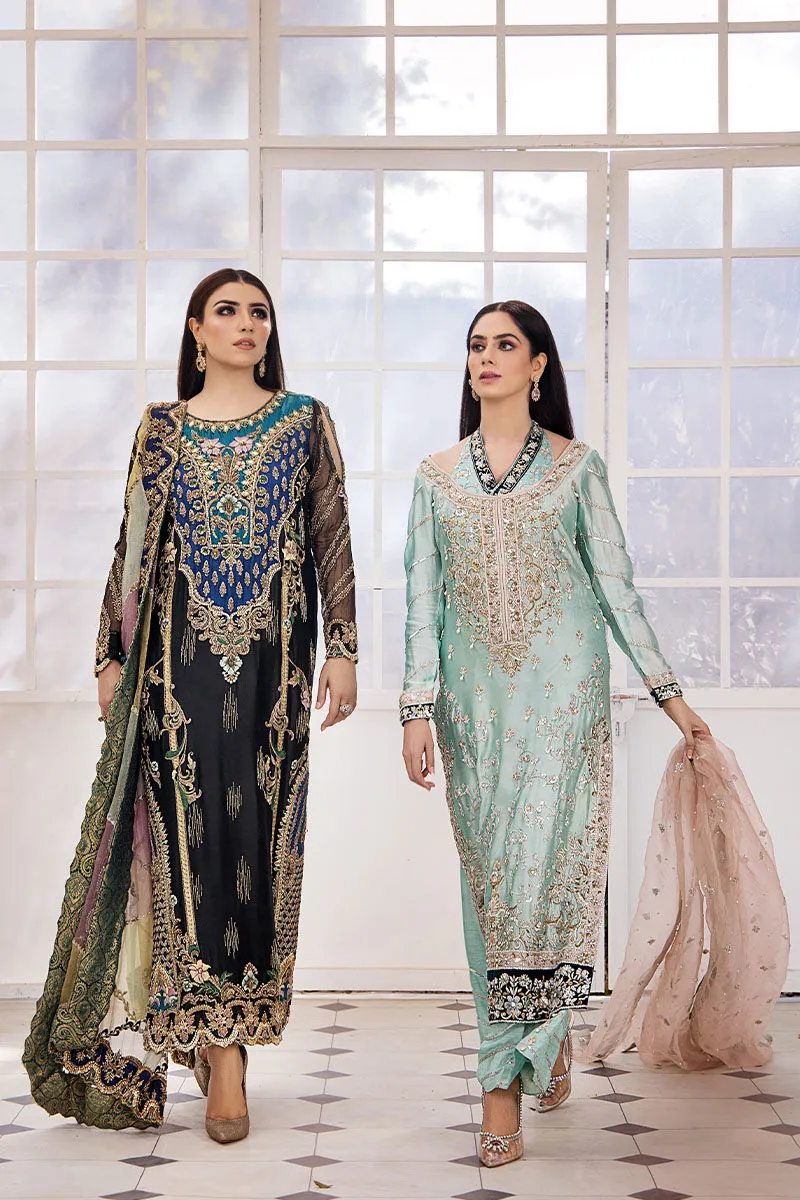 Premium Hand Embellished Pakistani Bridal Dress in Black Long Shirt Style