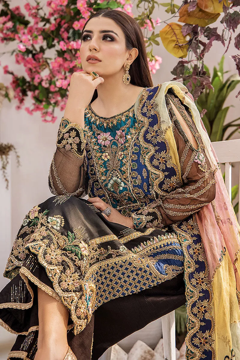 Premium Hand Embellished Pakistani Bridal Dress in Black Long Shirt Style