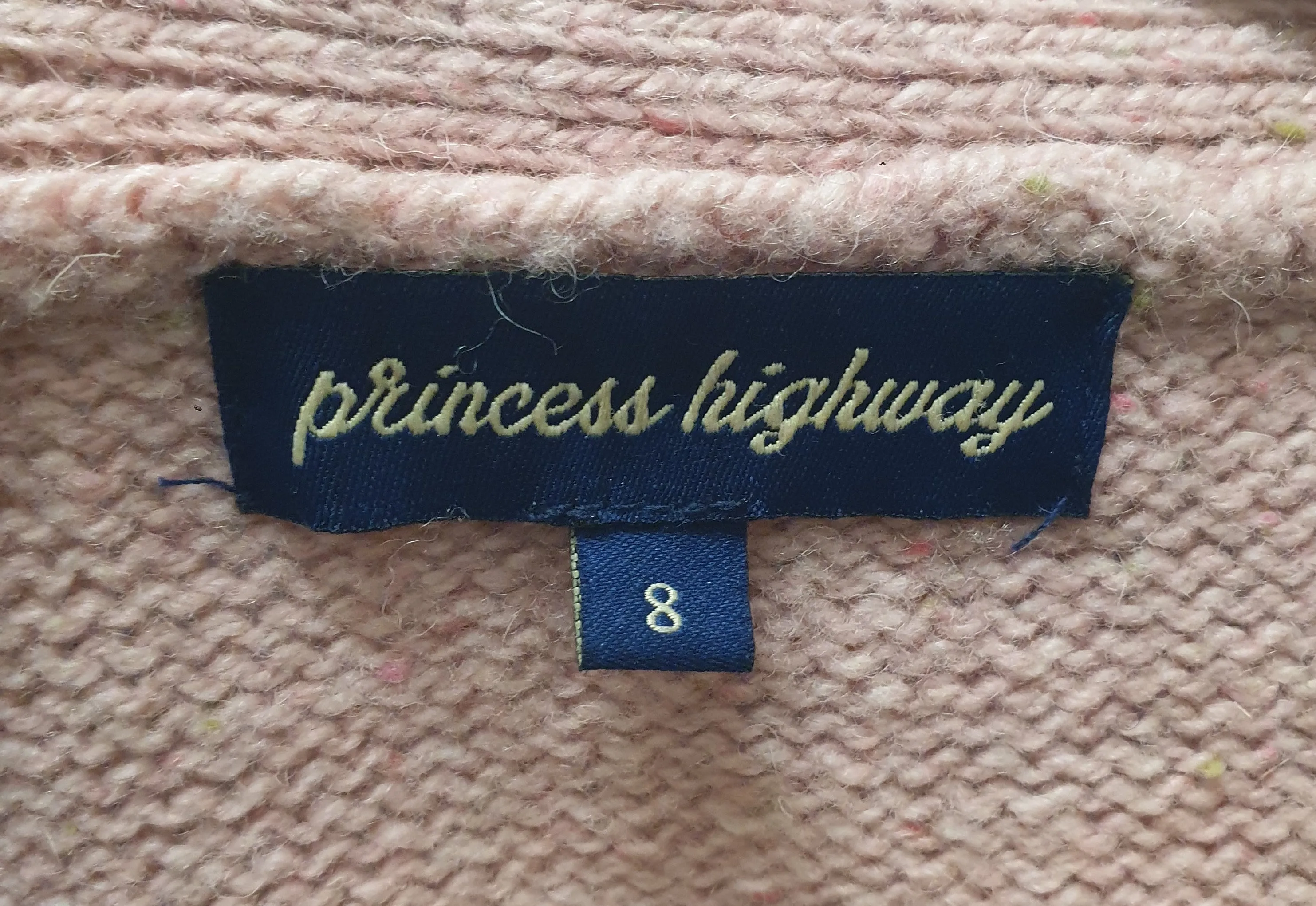 Princess Highway pink majority lambs wool cardigan size 8 (note: pilling)