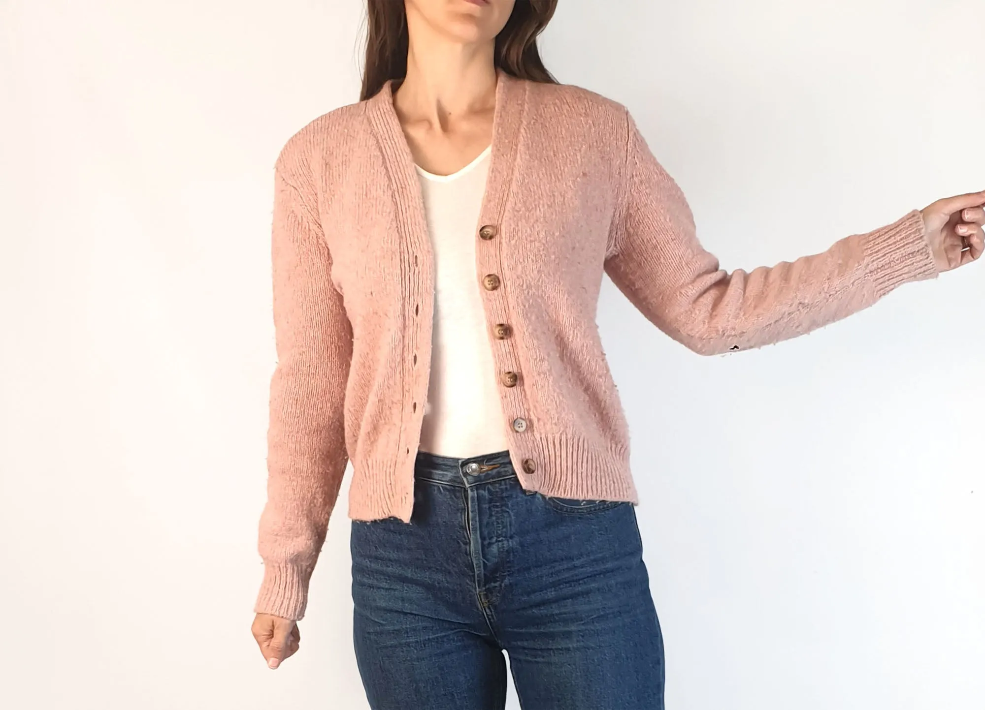 Princess Highway pink majority lambs wool cardigan size 8 (note: pilling)