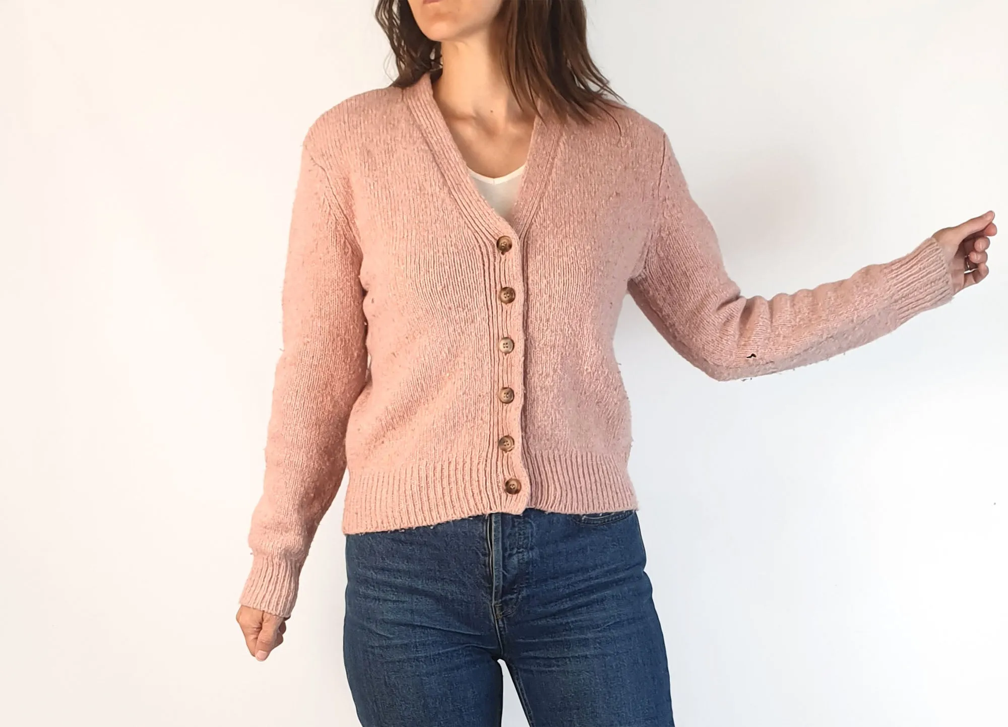 Princess Highway pink majority lambs wool cardigan size 8 (note: pilling)