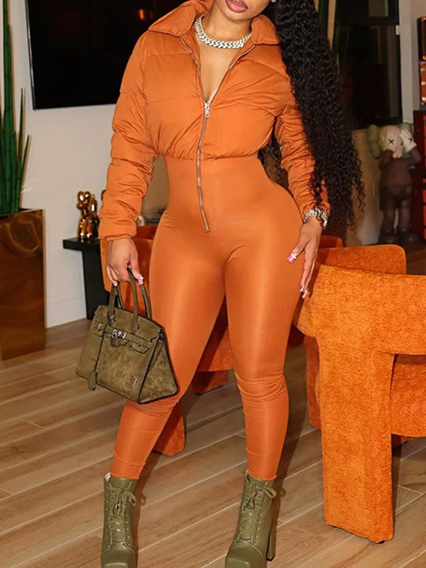 Puffer Coat Combo Jumpsuit