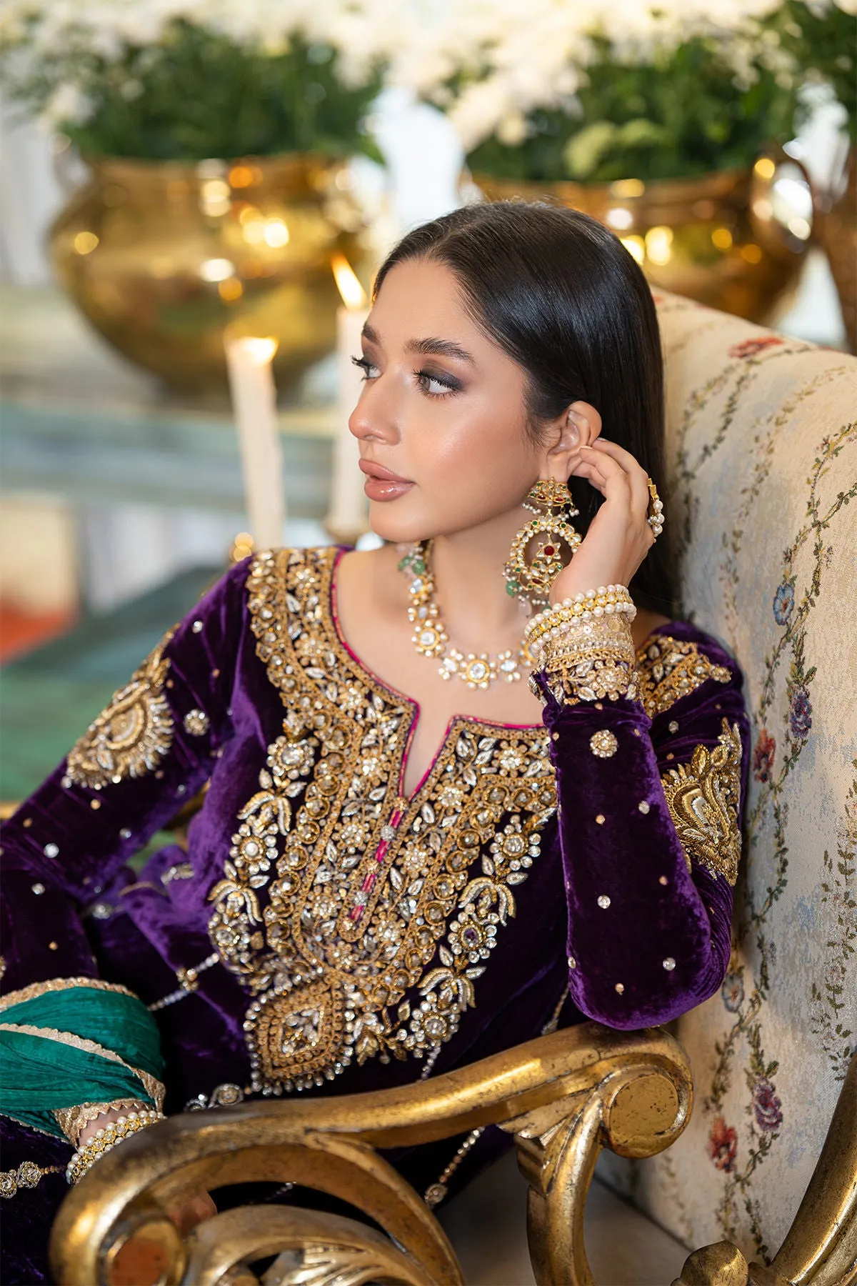 Purple Velvet Salwar Kameez Pakistani Wedding Dresses