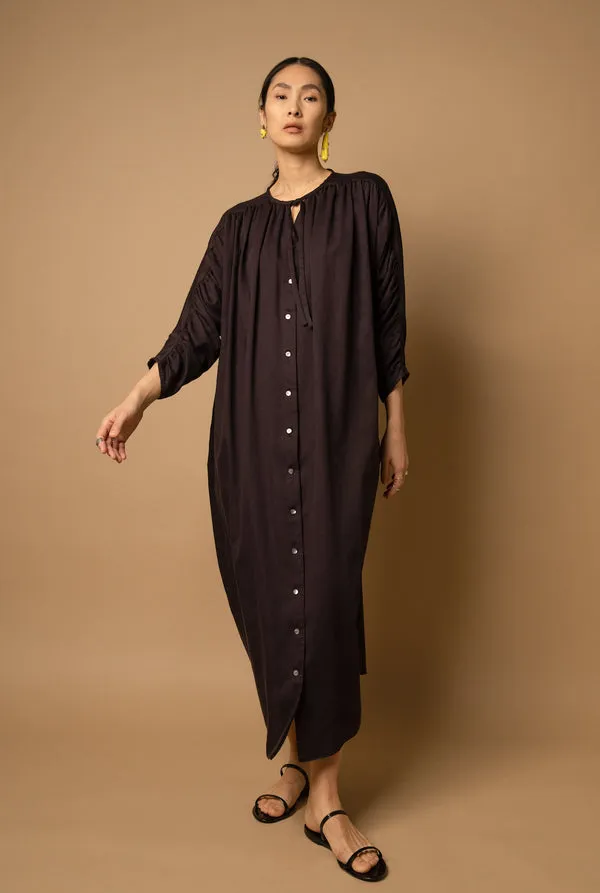 "Antecedent" Satin Dress in Black