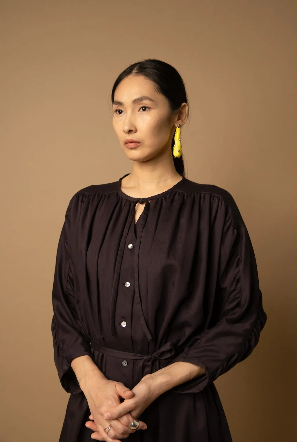 "Antecedent" Satin Dress in Black