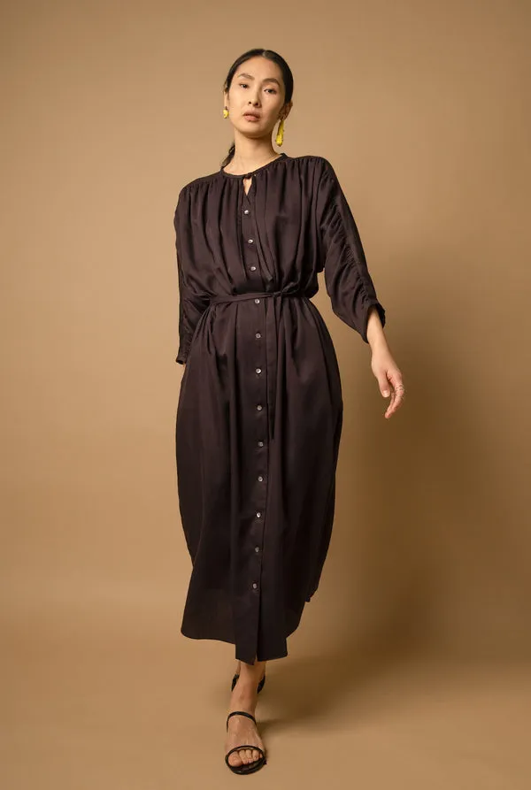 "Antecedent" Satin Dress in Black