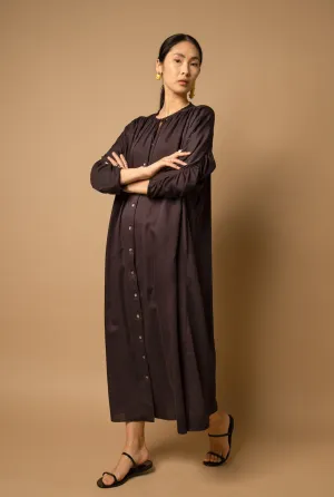 "Antecedent" Satin Dress in Black