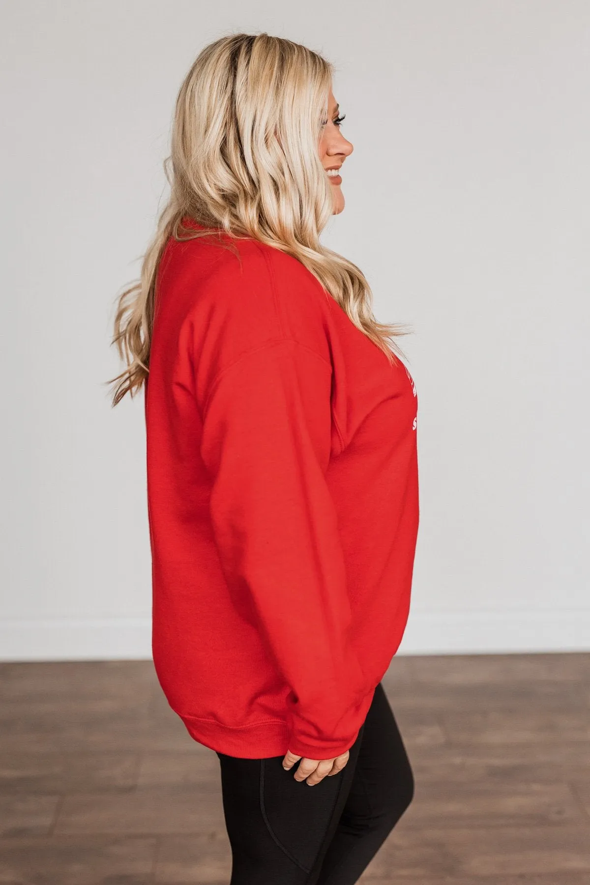 "She's A Beaut, Clark" Graphic Pullover- Red