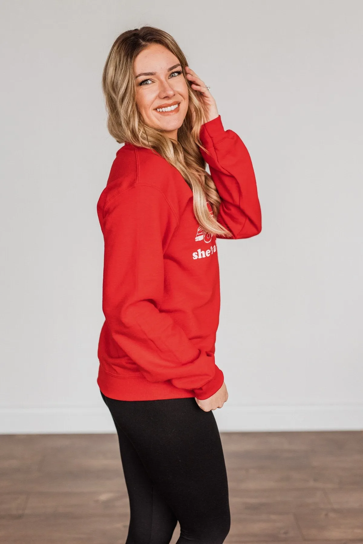 "She's A Beaut, Clark" Graphic Pullover- Red