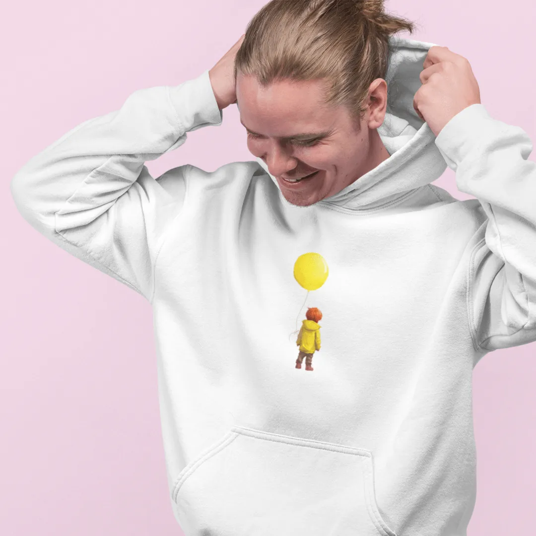 "Yellow Balloon" White Custom Unisex Hoodie