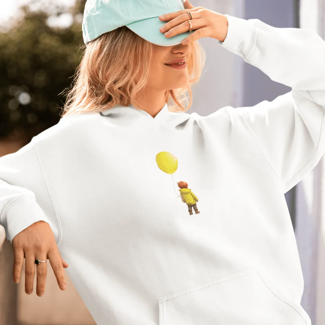 "Yellow Balloon" White Custom Unisex Hoodie
