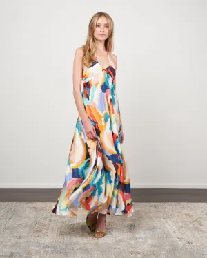raso dress stampa "up above in the sky" - sunset