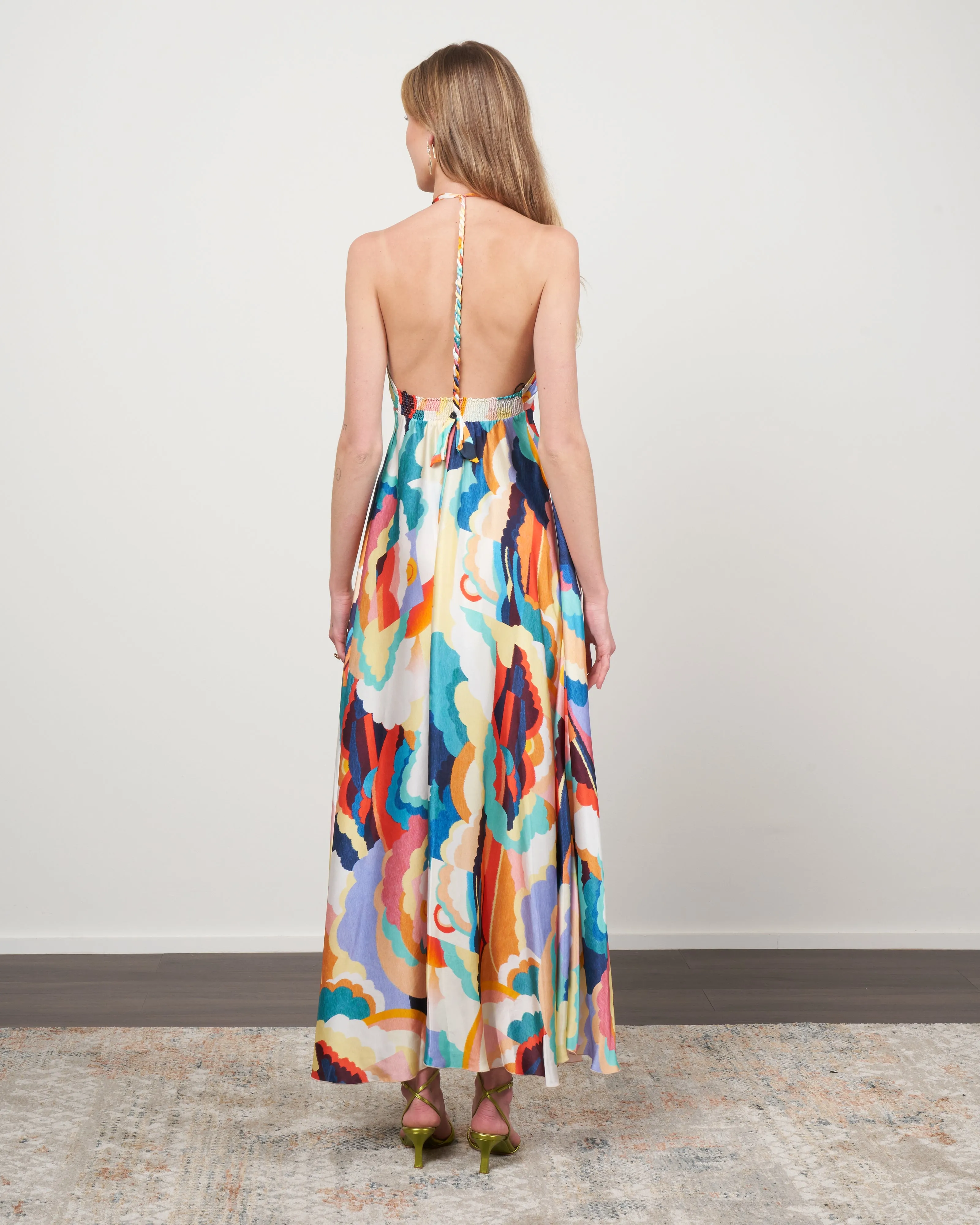raso dress stampa "up above in the sky" - sunset
