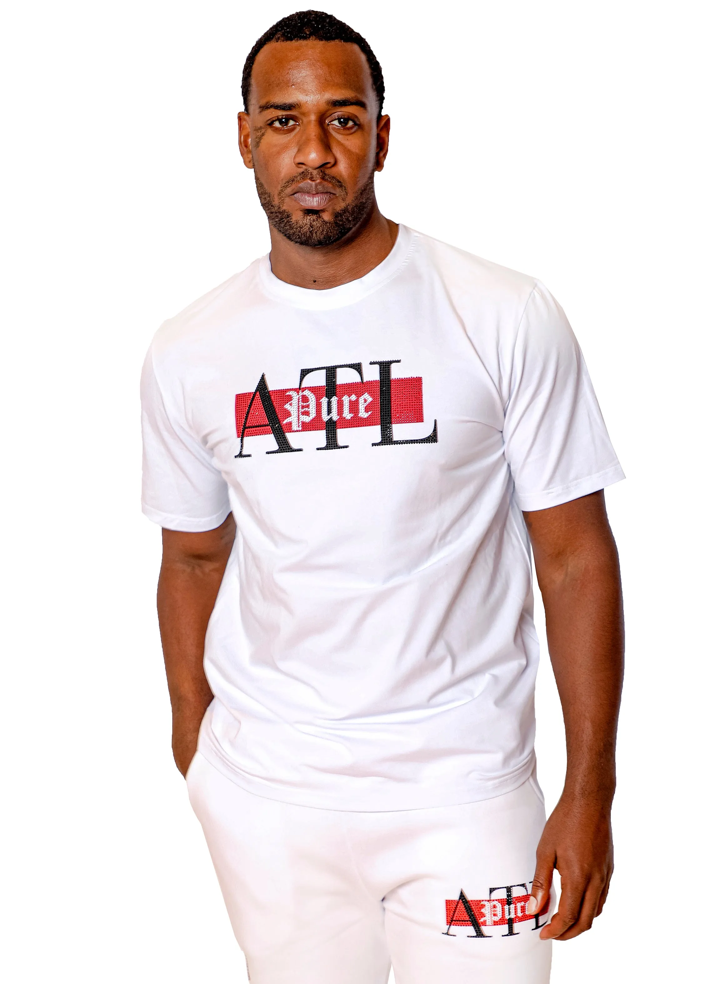 Red and Black Pure ATL Logo Diamond Tee