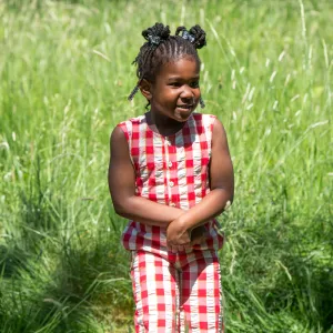 Red Check Cropped Summer Sleeveless Jumpsuit