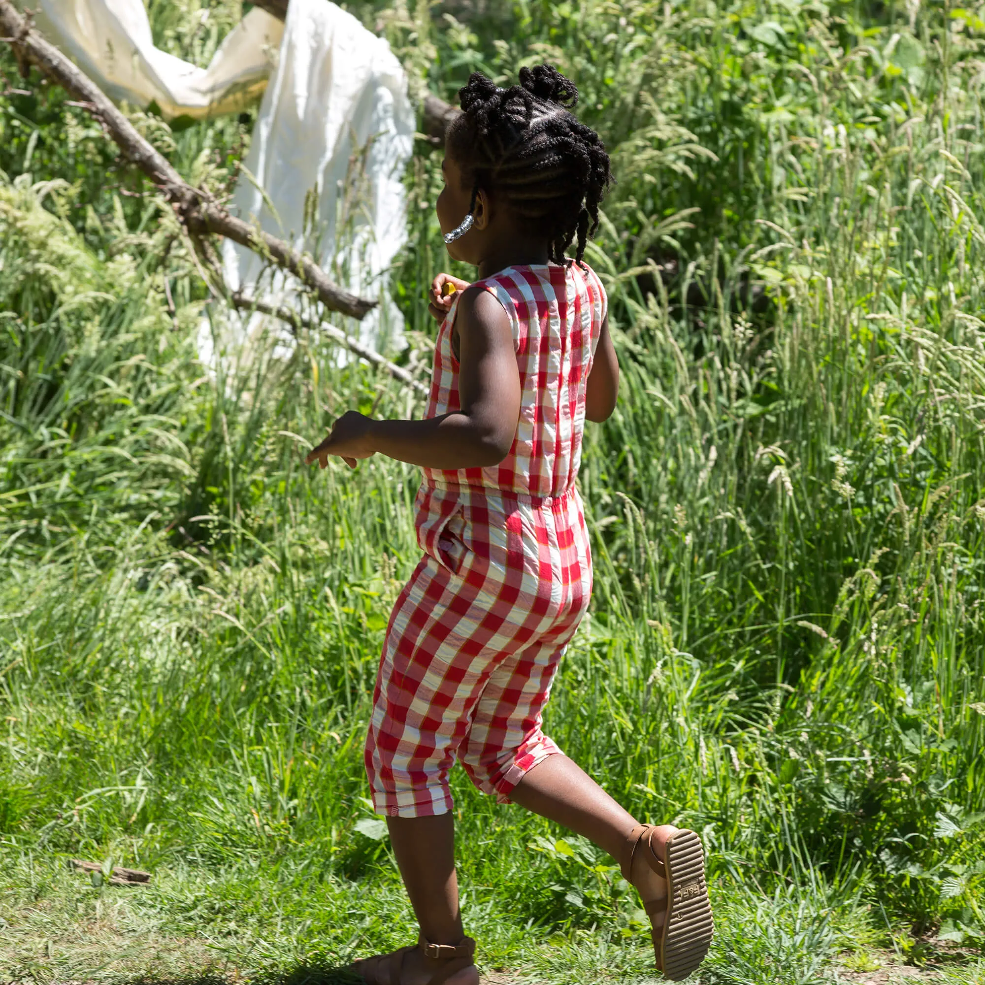 Red Check Cropped Summer Sleeveless Jumpsuit
