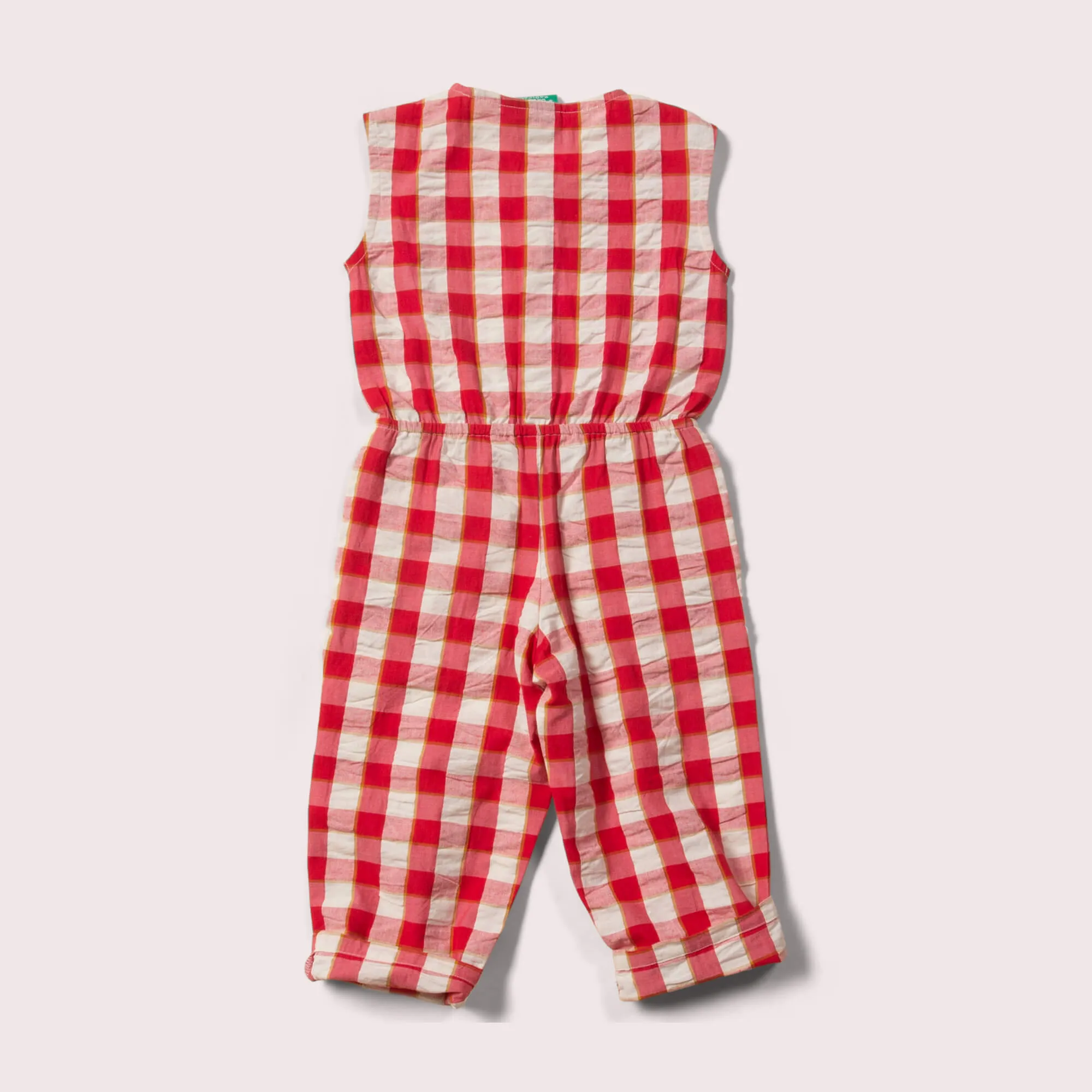 Red Check Cropped Summer Sleeveless Jumpsuit