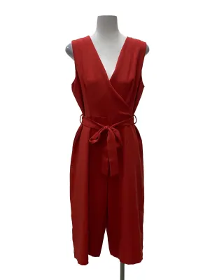 Red V-Neck Sleeveless Jumpsuit